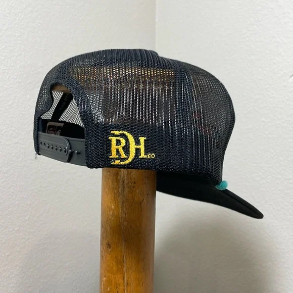 Red Dirt Hat Co. Johnny Phoenix Flat Bill Trucker Hat Cap Black Turquoise Orange - Picture 5 of 11
